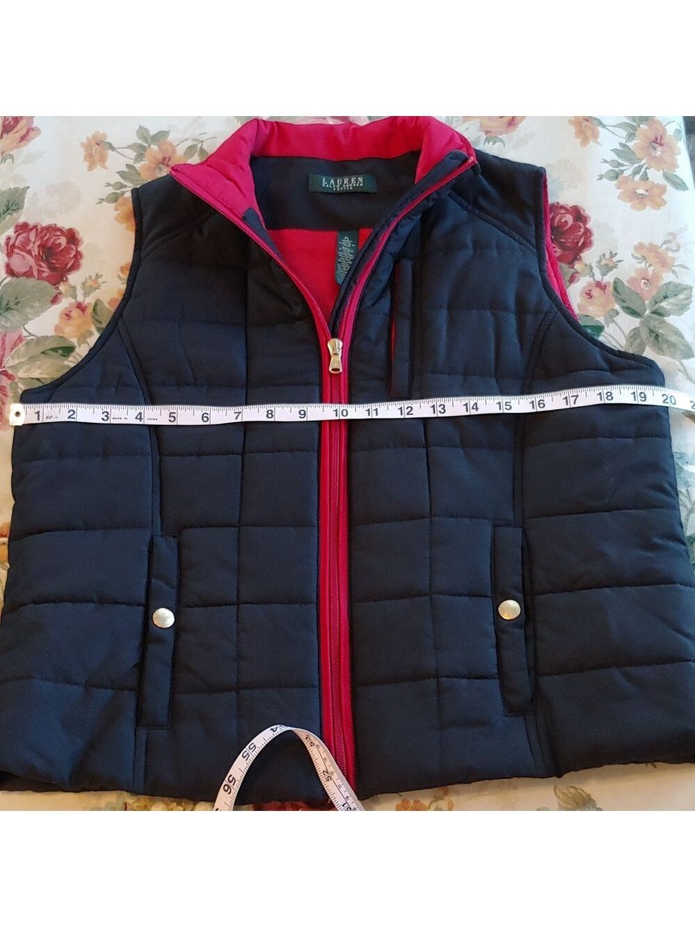 Lauren Ralph Lauren Red and Black Quilted Puffer Vest Women's Petite Large - Picture 10 of 15